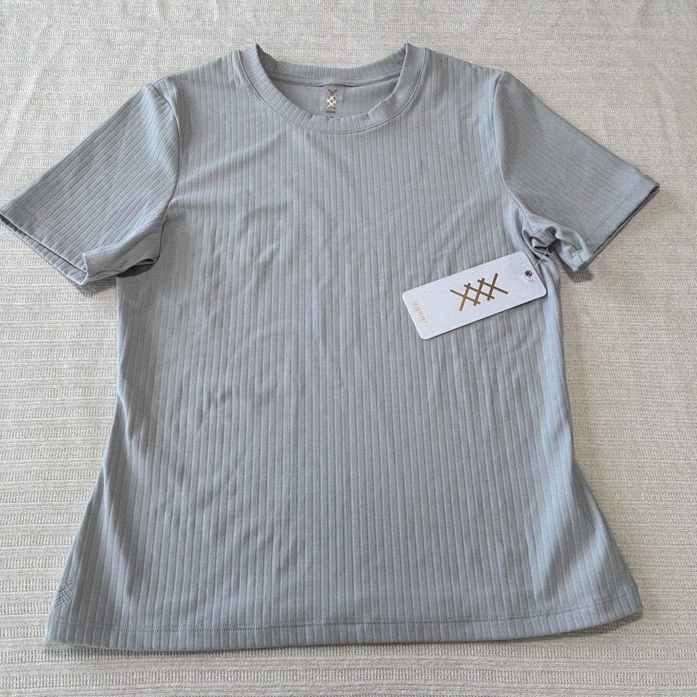 Rhone Modern Ribbed Tee Grey Mist Short Sleeve Active Top 200198-077-L L